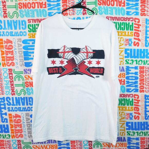 CM Punk Best In The World AEW T Shirt Size XL Crossed Arms Graphic White - Picture 1 of 4